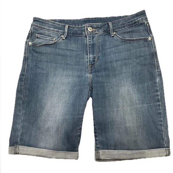 Levi's Pants - Levi's 30 Woman's Bermuda Denim Rolled Hem Shorts Mid Rise Stretch Preppy Levis